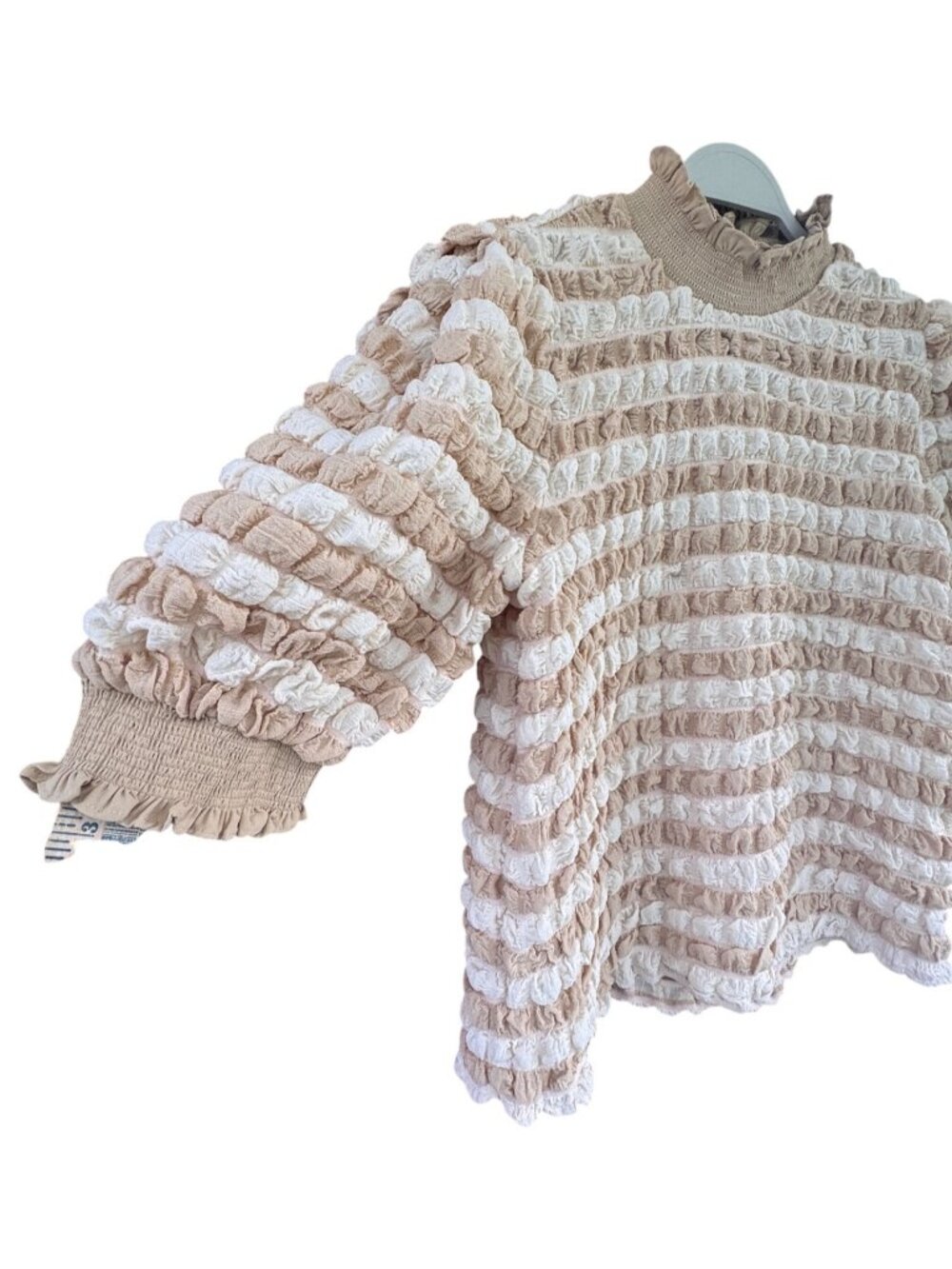 Anthropologie English Factory Women's Top Textured Mock Neck Short Sleeve Blouse - Picture 8 of 11